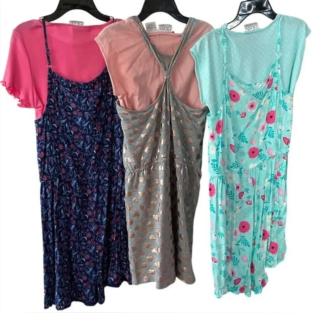Blush by US Angels Girls Rompers Tops Floral Heart Gray Pink Blue 3 Sets NWT